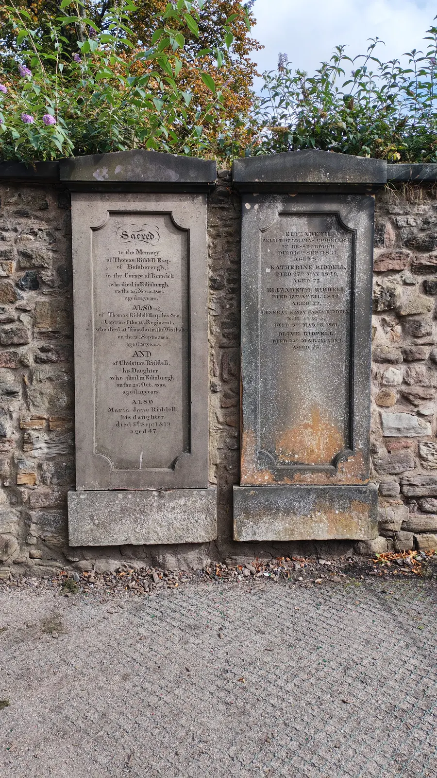 Lapide di Thomas Riddell a Greyfriars Kirkyard